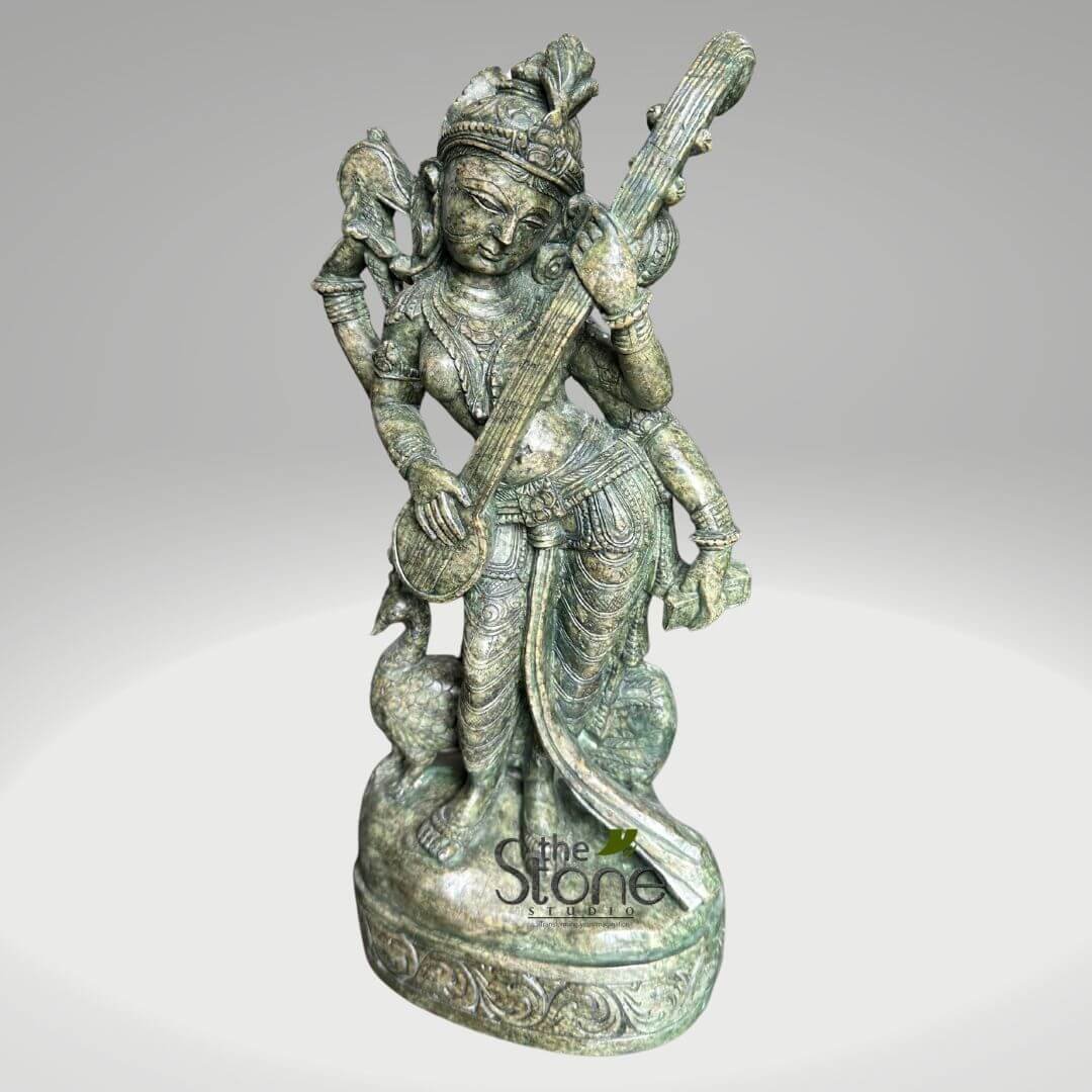 unique-green-saraswati-sculpture