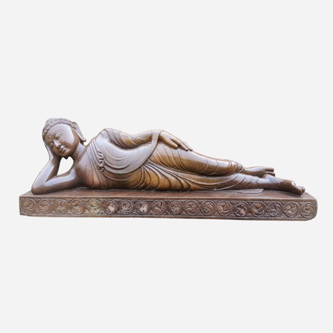 54 Inch Handcrafted Sleeping Buddha Sandstone Statue