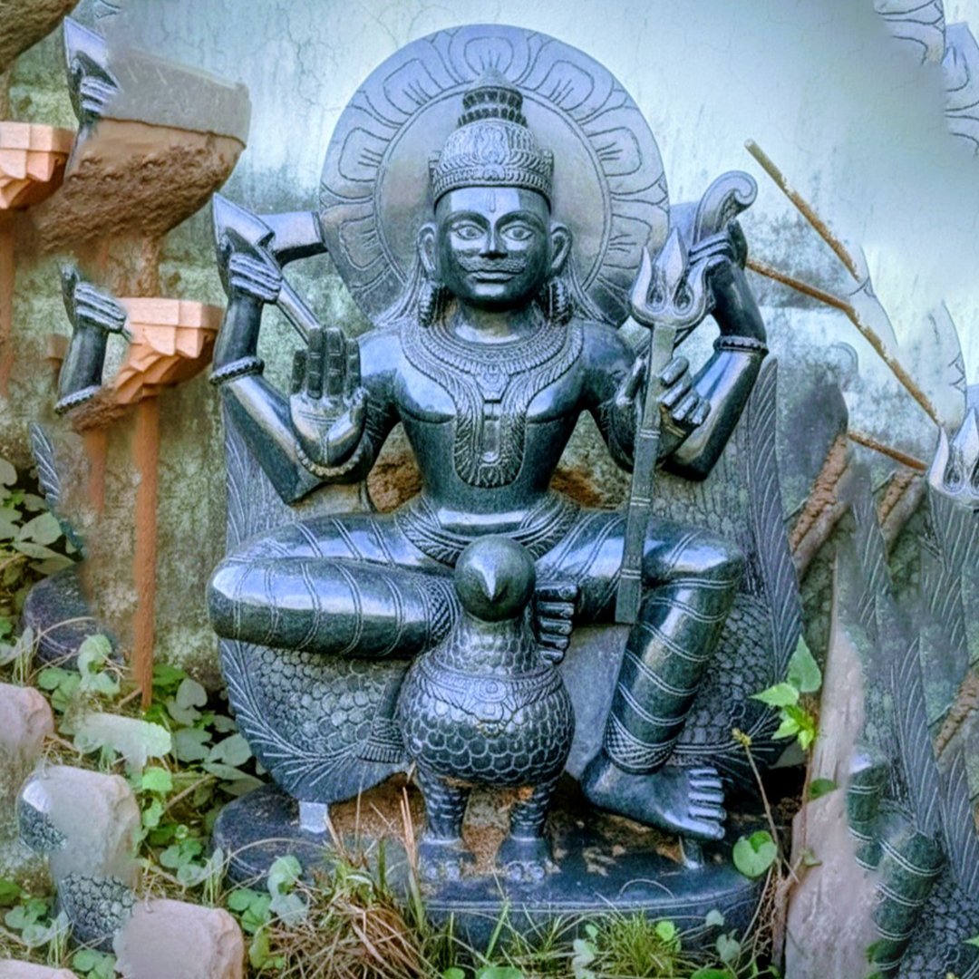 3 Feet Handcrafted Lord Shani Dev Granite Stone Statue