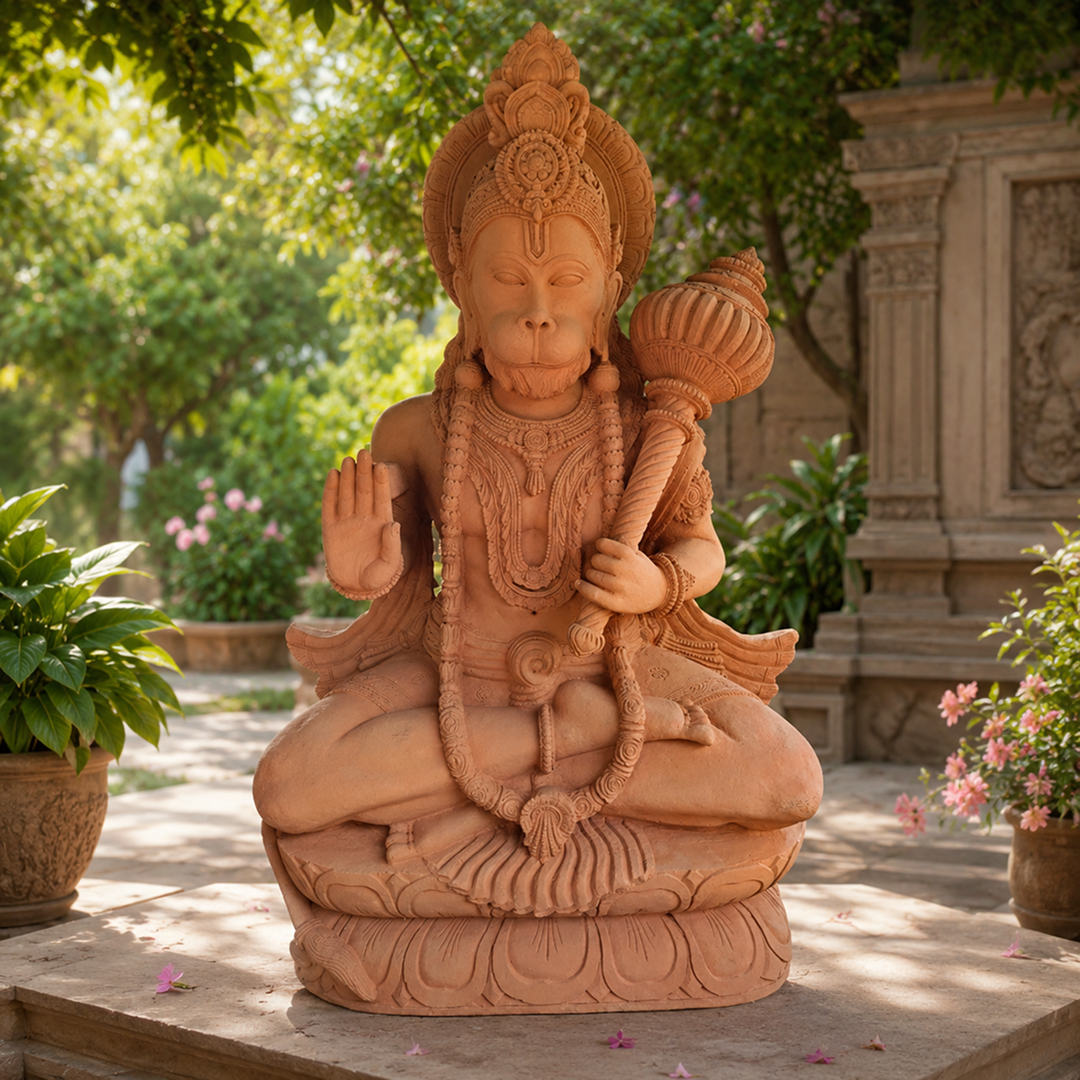 5 Ft Handcrafted Hanuman Ji Statue in Khandalite Stone / Sand Stone