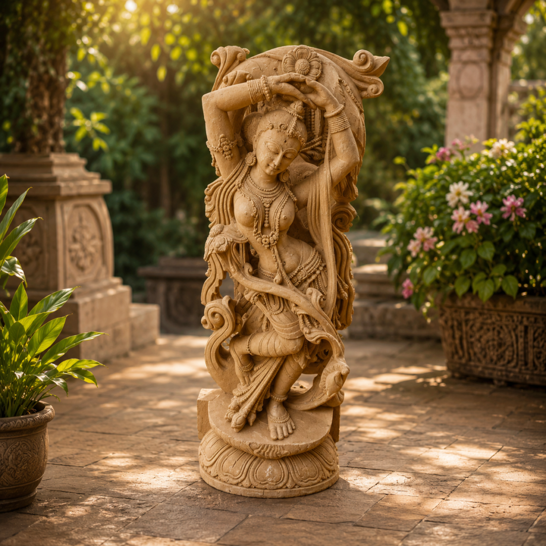 2 Feet Devdasi Statue in Khondalite Stone