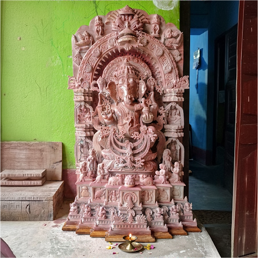 2ft-Lord Ganesha Pink Lime Stone Statue