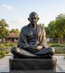 10 Feet Mahatma Gandhi Black Granite Statue