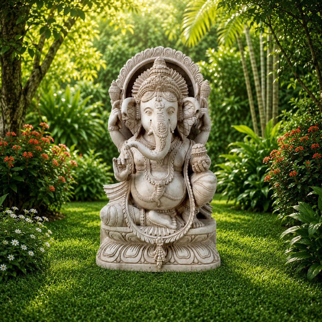 24 Inch Hand-Carved Wooden Dancing Lord Ganesha Statue
