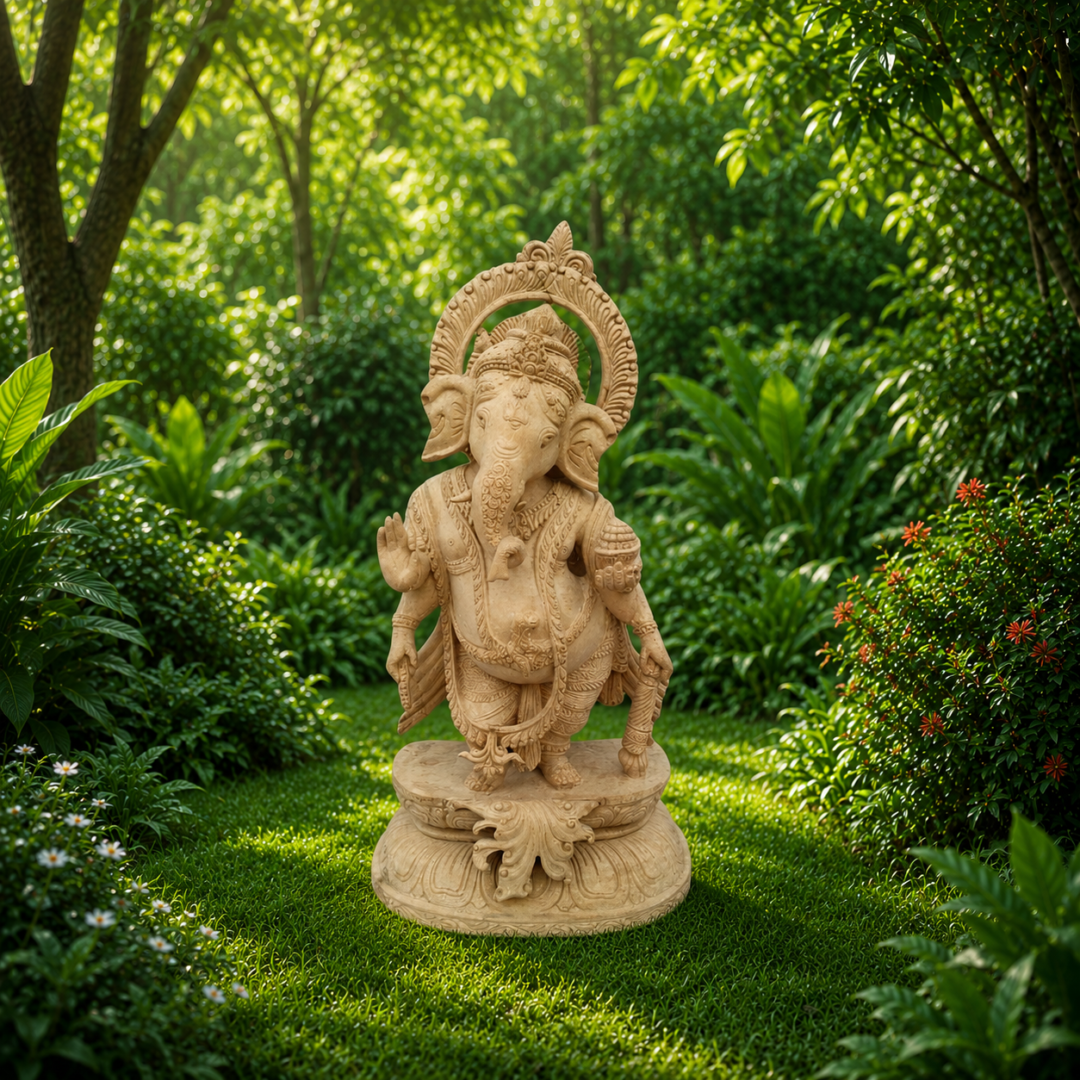 15 Inch  Lord Ganesha Wood Statue