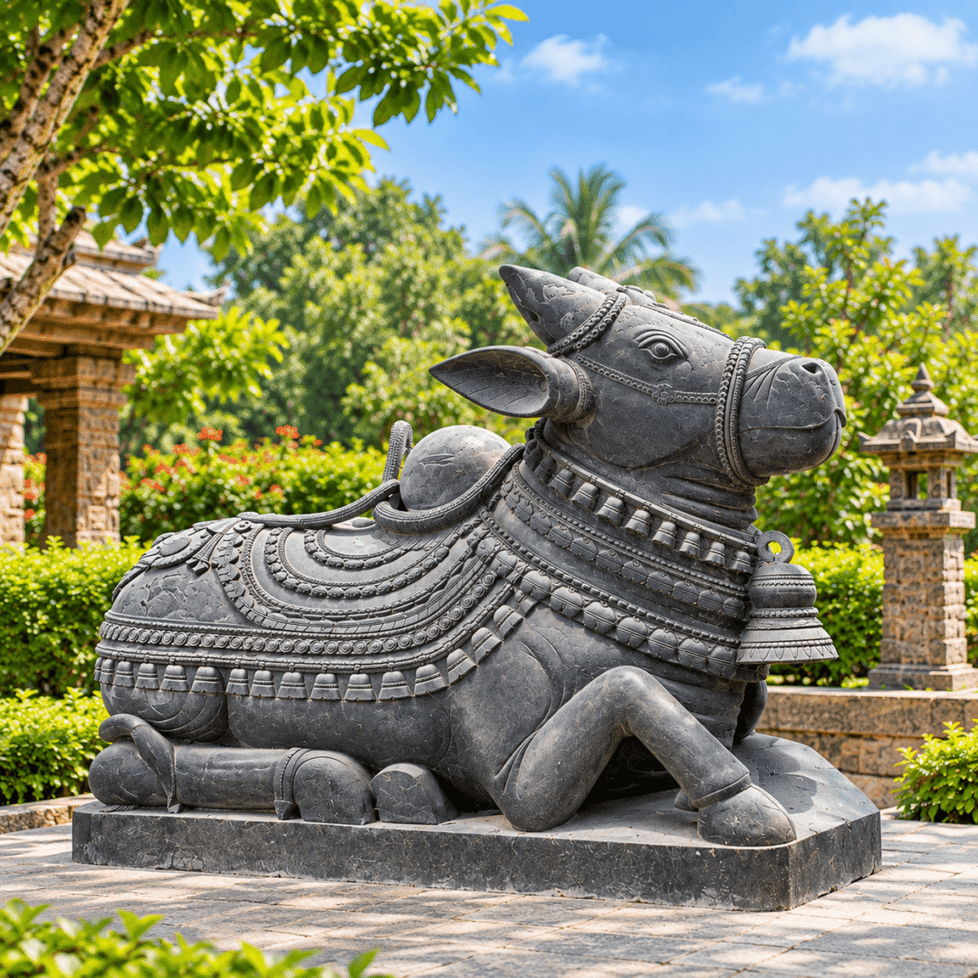 6 Feet Lord Nandi Black Granite Statue