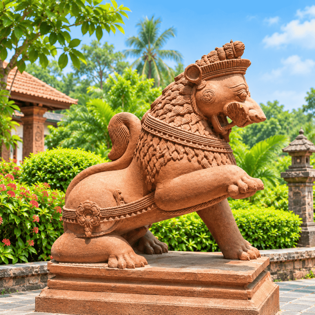 48 Inch Handcrafted Sandstone Lion Statue
