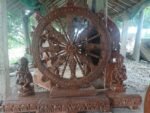 5 FT Handcrafted Konark Chakra Sandstone Wheel Statue