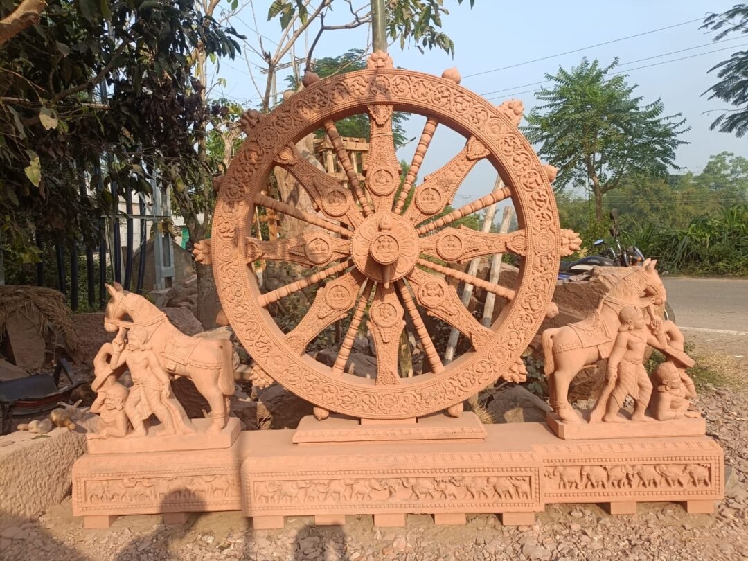 7.5 FT Handcrafted Konark Chakra Sculpture