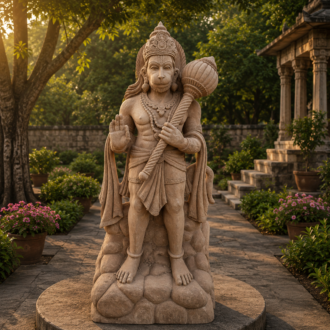 5 FeetHandcrafted Standing Hanuman Sandstone Statue