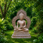 18 Inch Wooden Buddha Statue with Bodhi Tree